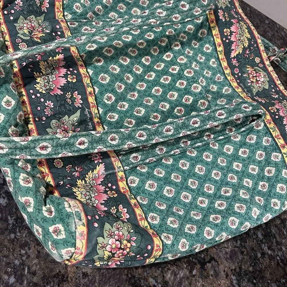 Vintage Vera Bradley Greenfield Quilted Large Tote Shoulder Bag Button close